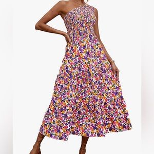 Floral one shoulder maxi dress